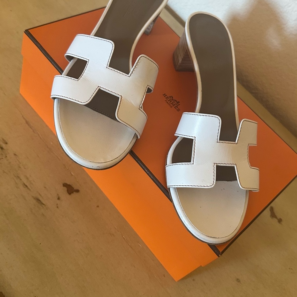 White Leather Women's Slide Sandals